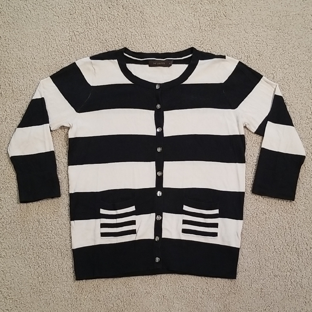 Vintage The Limited Black and White Striped Sweater